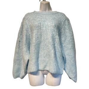 topshop blue balloon sleeve mock neck Pullover sweater Jumper Size 4 - 6